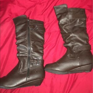 Brown leather boots!